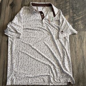Puma Arnold Palmer White and Brown Patterned Polo Golf Shirt